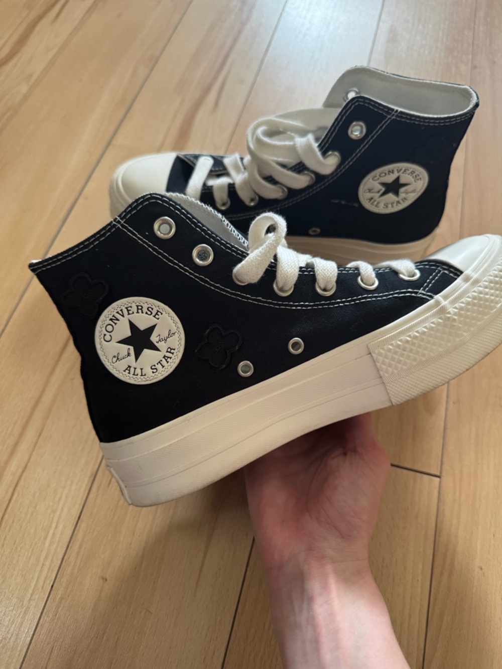 Converse Black & White High Top Platform Sneakers